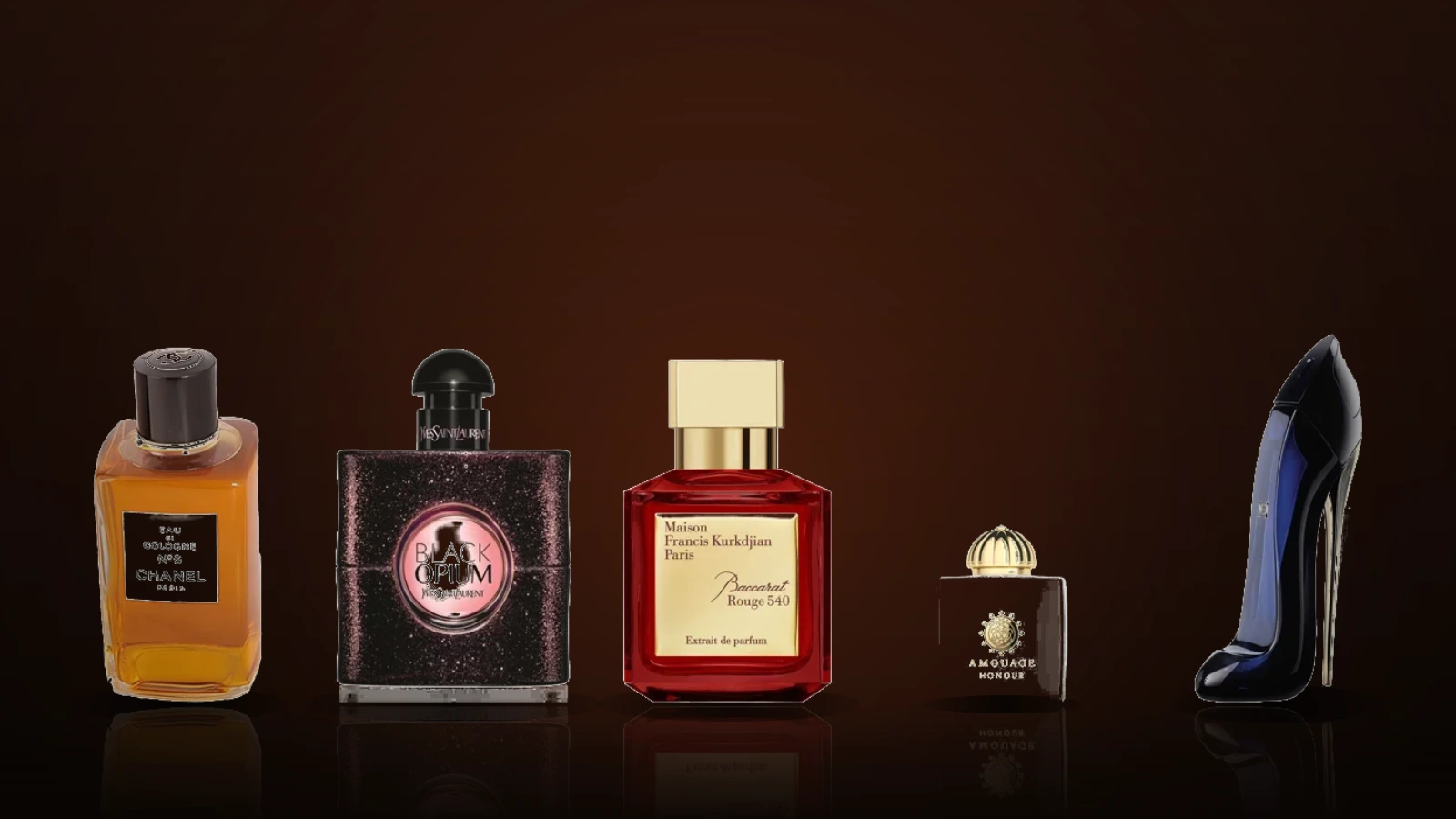 Several perfume bottles arranged on a marble surface with soft natural light highlighting their elegant shapes and labels