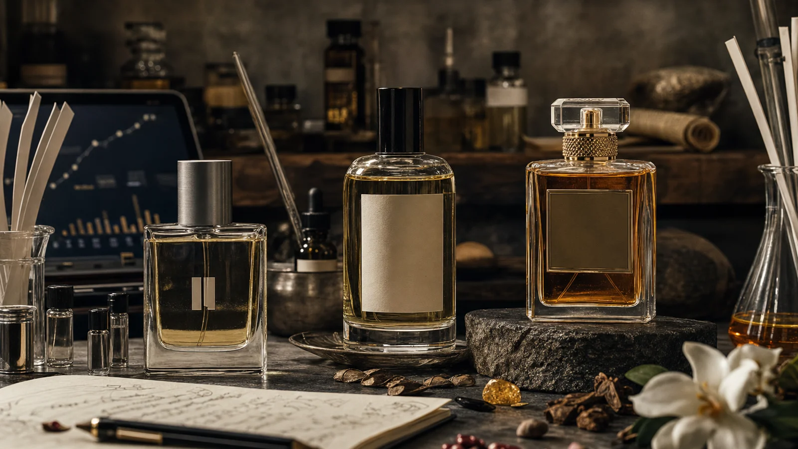 Editorial hero illustration for the article: Personalised Perfume in the UK: What Each Price Actually Buys